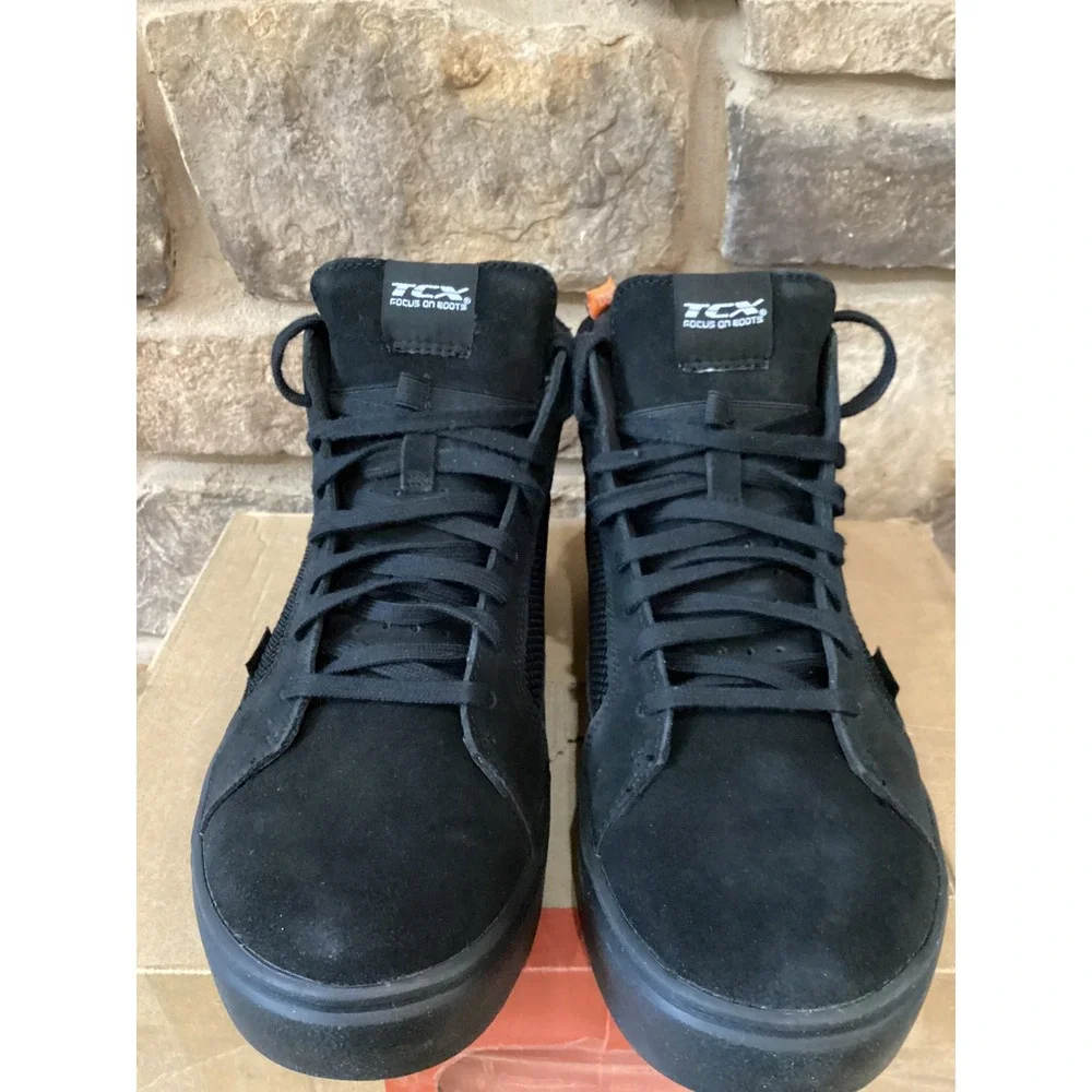 TCX Street 3 Air Mens Size 8 Motorcycle Shoes Black Suede Mesh Boots New